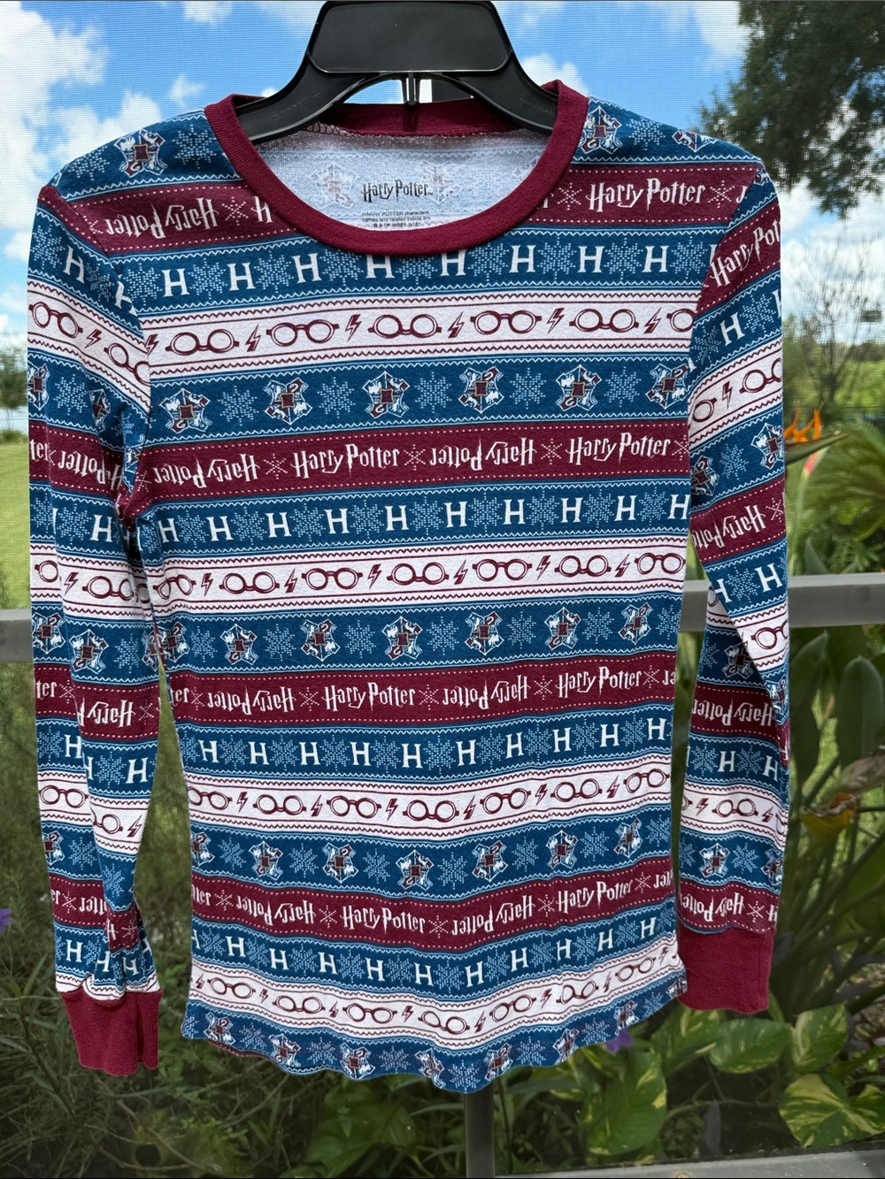 Warner Bros. Harry Potter Long Sleeve Tee in Blue, Burgundy & White